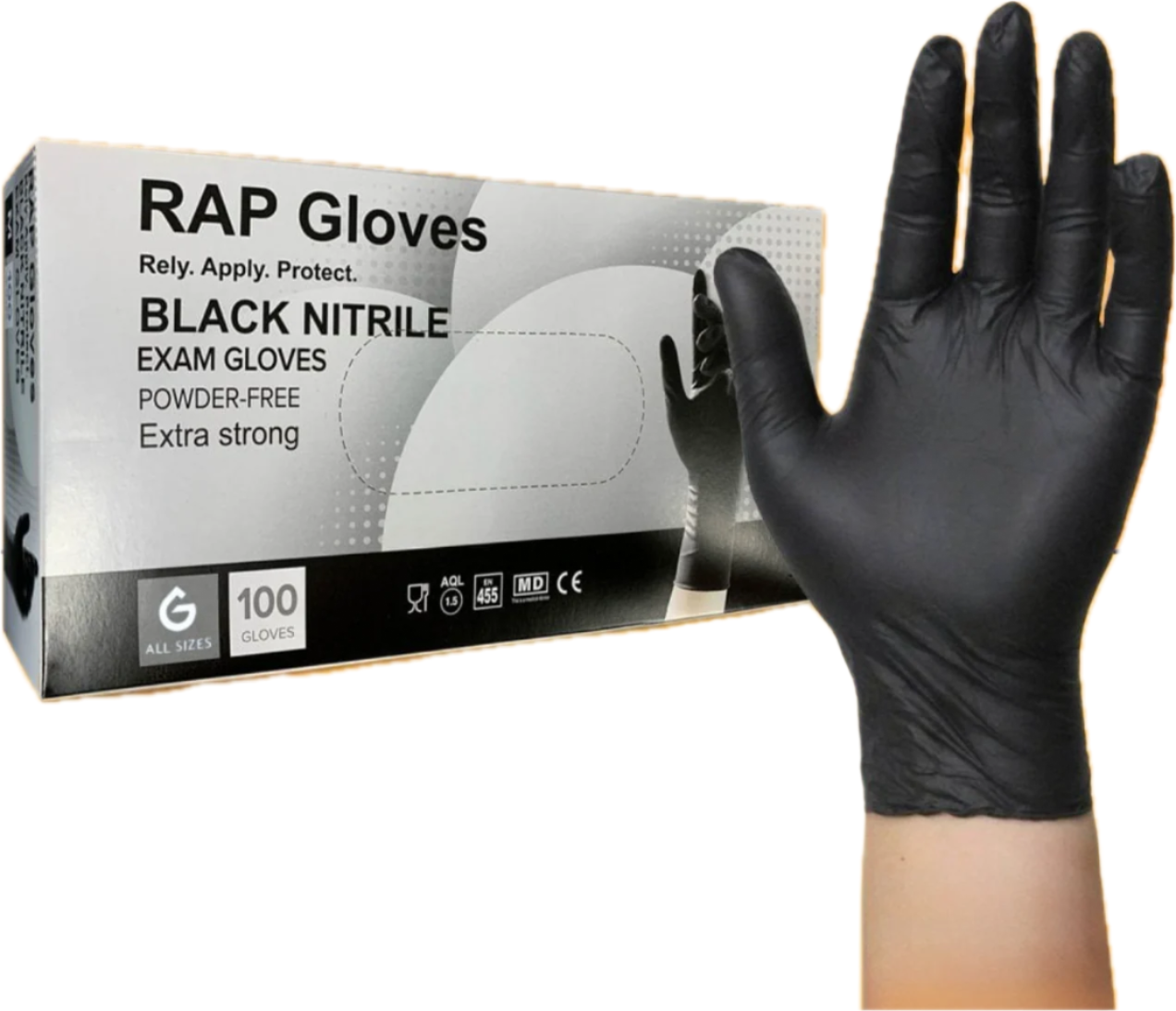 Black Nitrile Gloves - Powder free