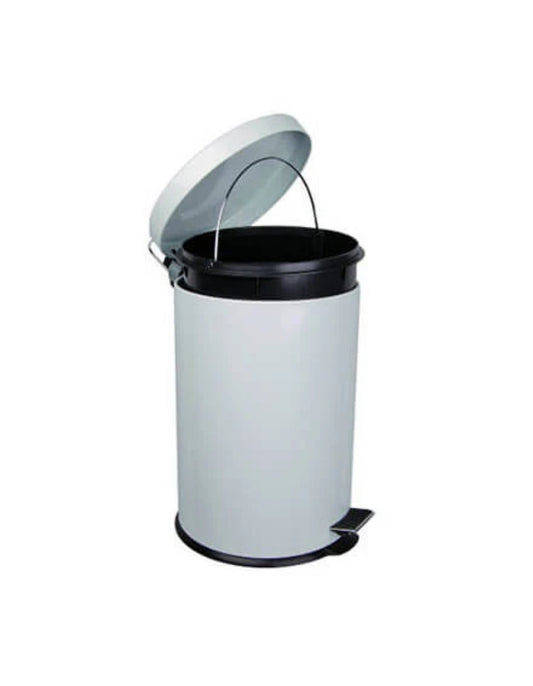 20Ltr White Steel Pedal Bin